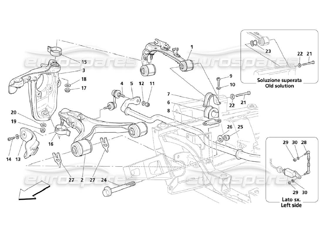 Maserati QTP. (2006) 4.2 Front Suspension Part Diagram
