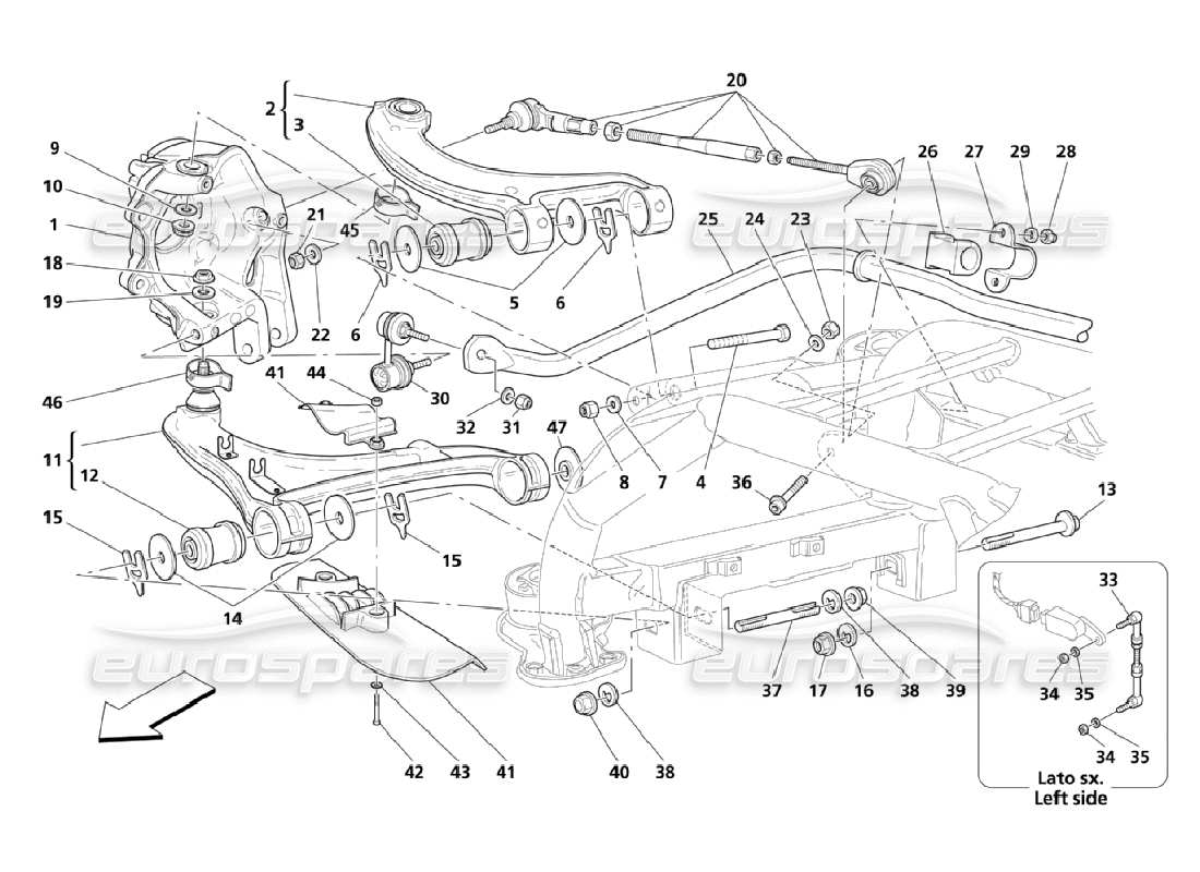 Maserati QTP. (2006) 4.2 Rear Suspensions Part Diagram