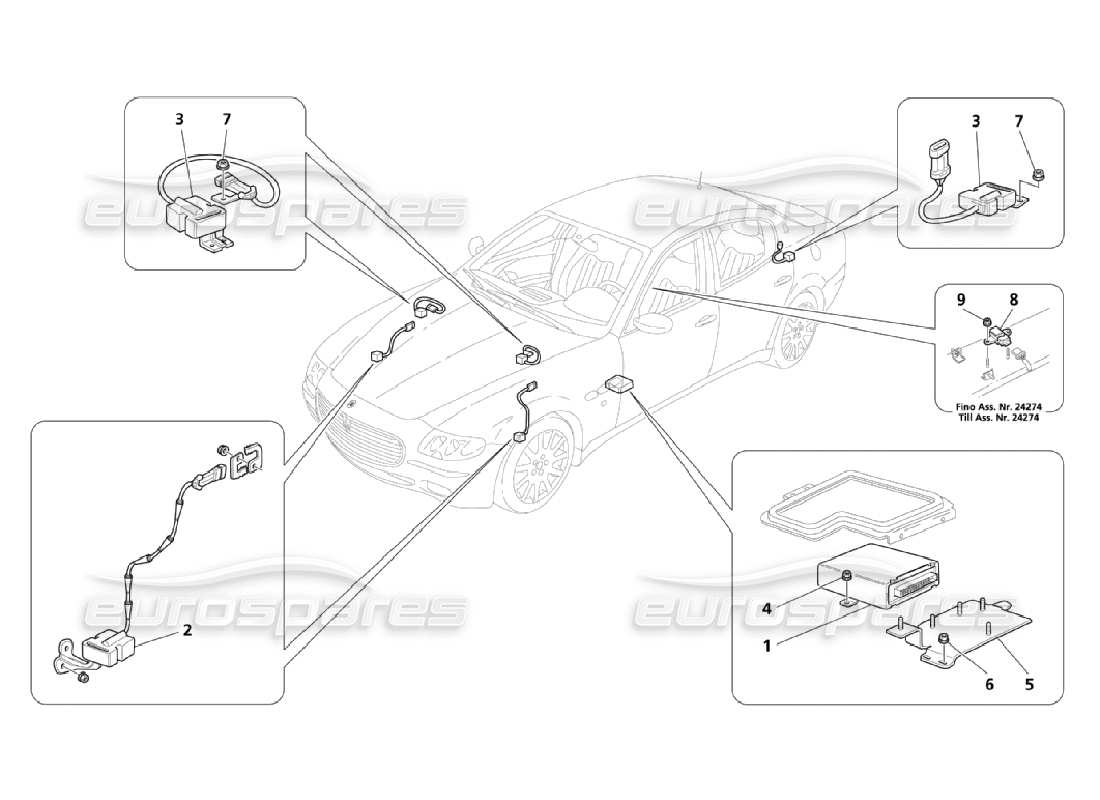 Maserati QTP. (2006) 4.2 Electronic Controls (Suspensions) Part Diagram