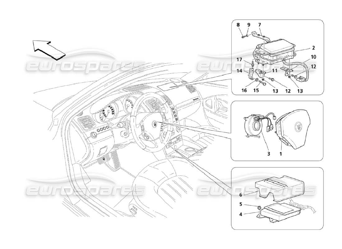 Maserati QTP. (2006) 4.2 Front Air-Bag System Part Diagram