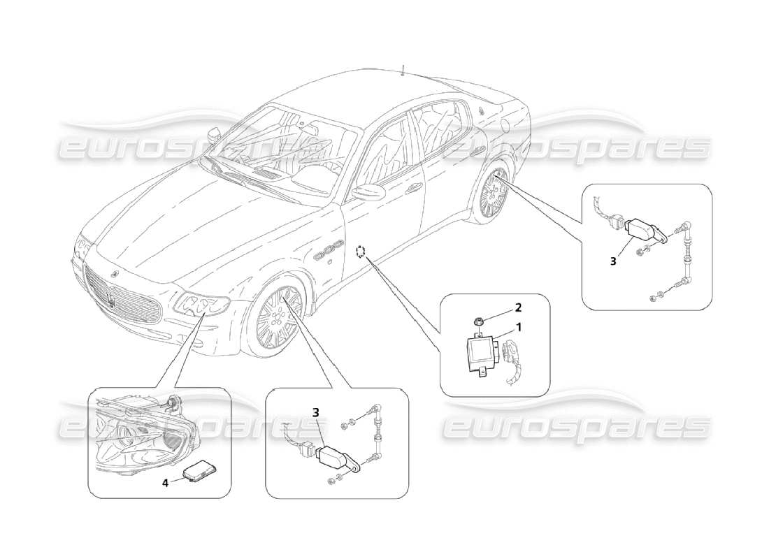 Maserati QTP. (2006) 4.2 Headlight System Control Part Diagram