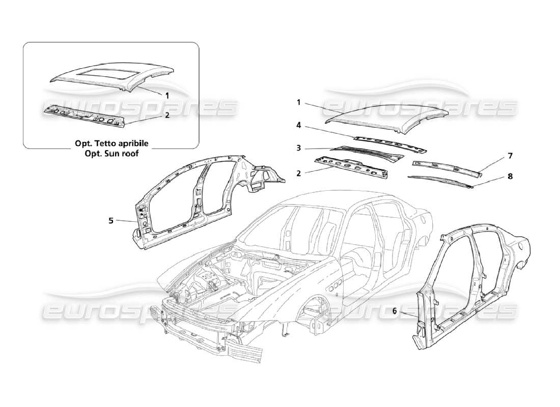 Maserati QTP. (2006) 4.2 Central Outer Structures And Body Part Diagram
