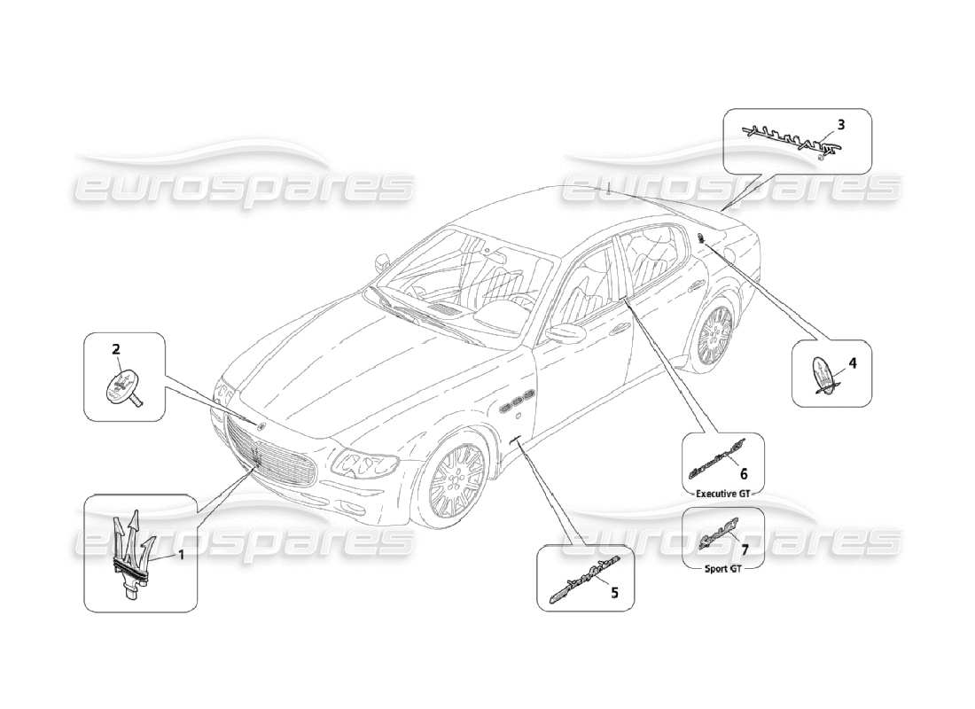 Maserati QTP. (2006) 4.2 Marks And Symbols Part Diagram