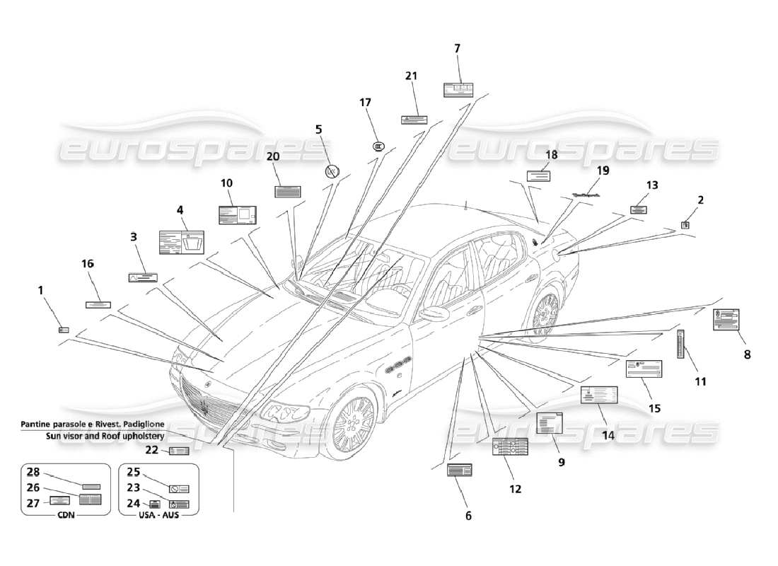 Maserati QTP. (2006) 4.2 Adhesives And Plates Part Diagram