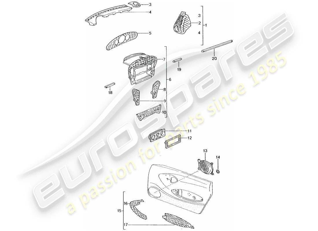 Porsche Tequipment catalogue (1985) PASSENGER COMPARTMENT Part Diagram