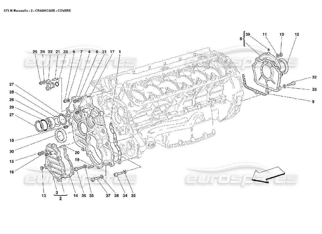 Ferrari 575M Maranello crankcase covers Part Diagram