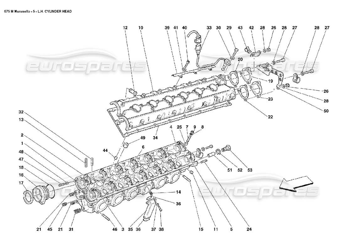 Ferrari 575M Maranello LH Cylinder Head Part Diagram