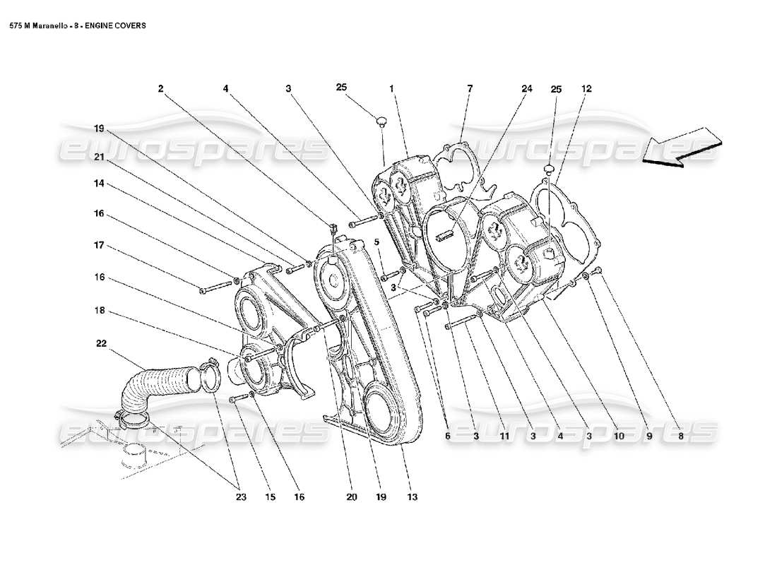 Ferrari 575M Maranello engine covers Part Diagram