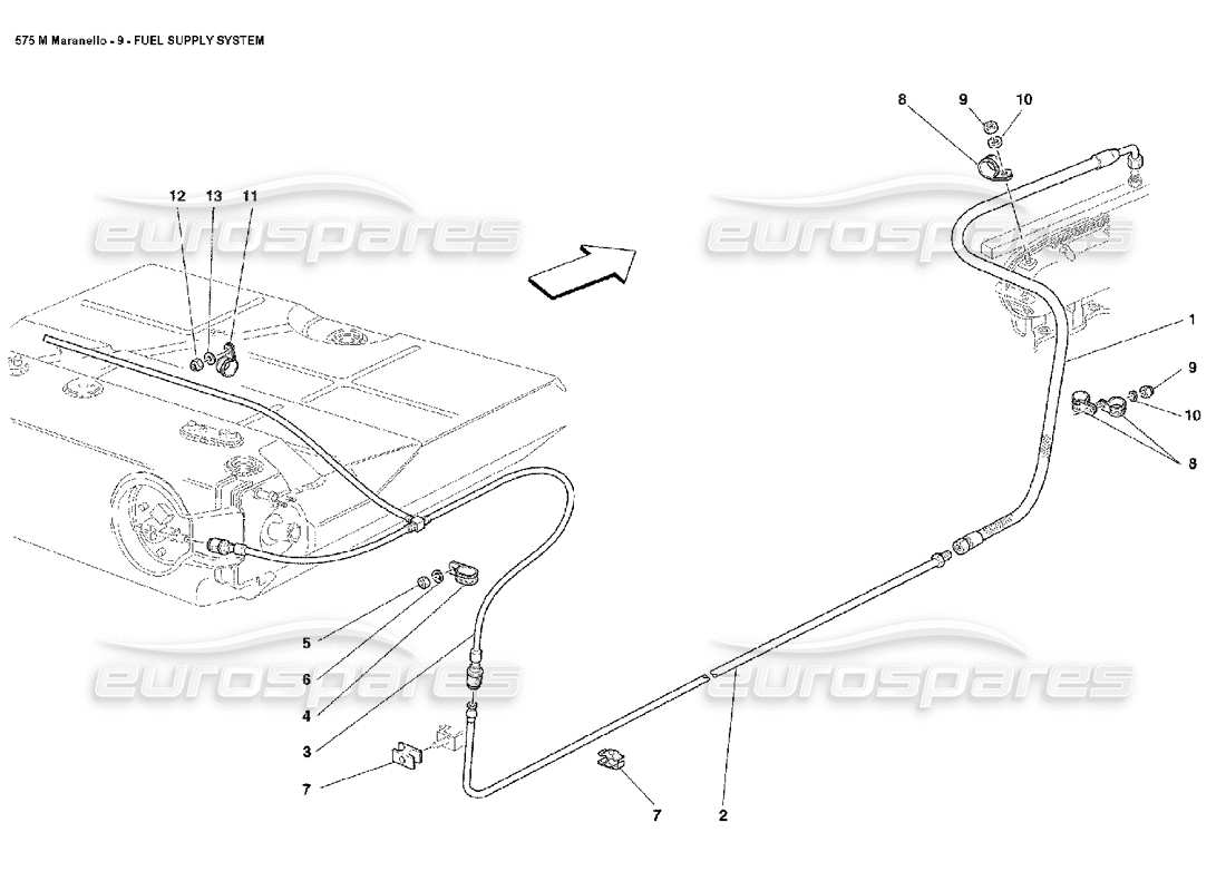 Ferrari 575M Maranello fuel supply system Part Diagram