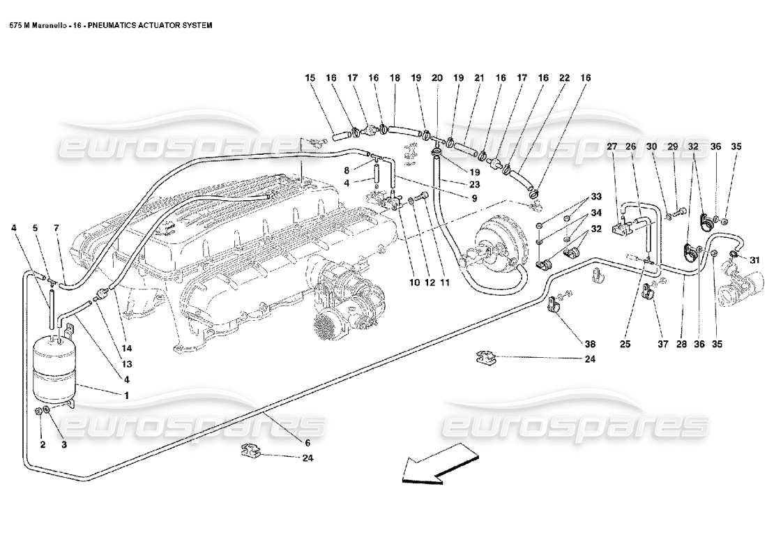Ferrari 575M Maranello pneumatics actuator system Part Diagram