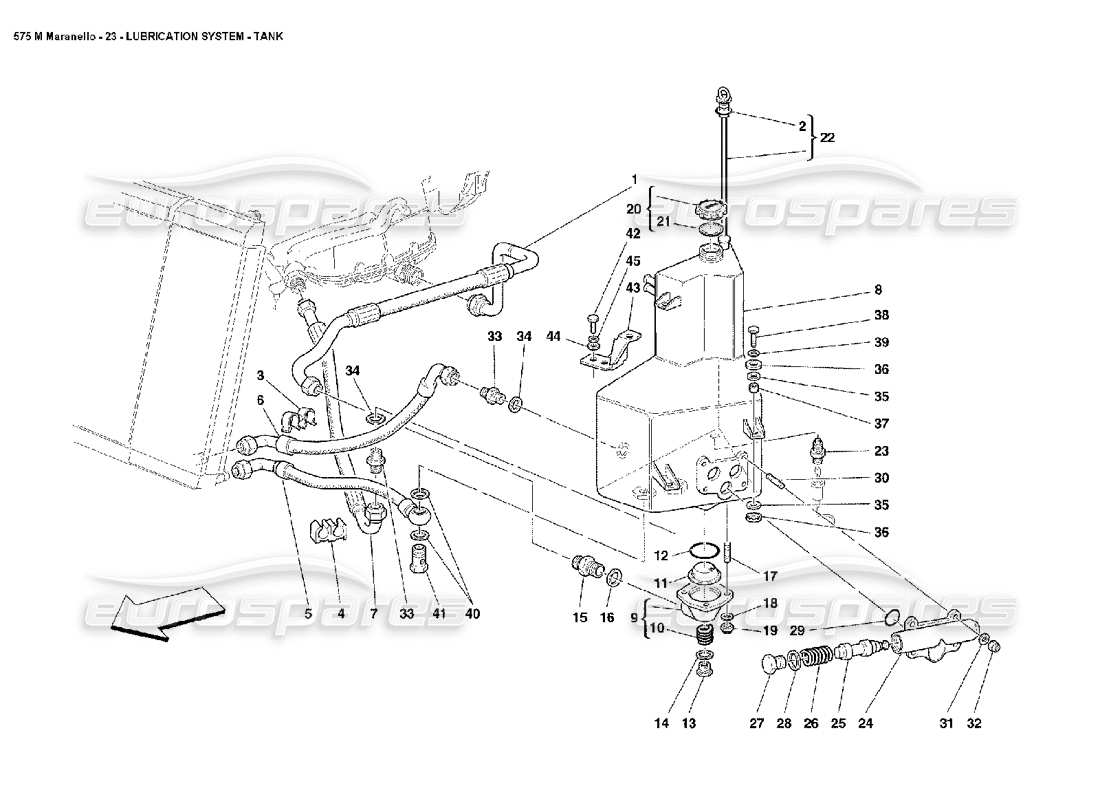 Ferrari 575M Maranello Lubrication System Tank Part Diagram