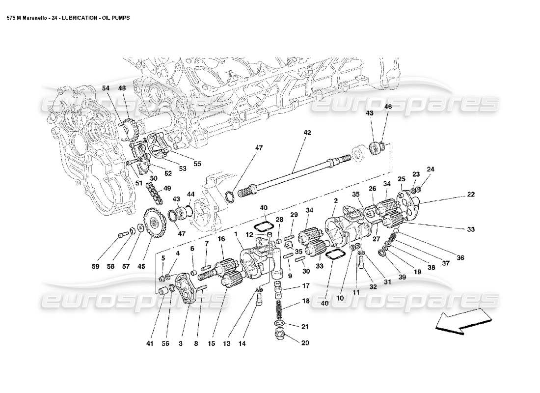 Ferrari 575M Maranello Lubrication Oil Pumps Part Diagram