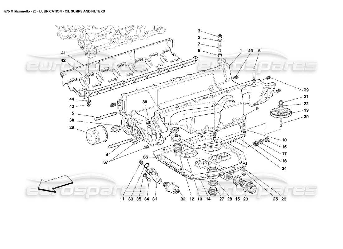 Ferrari 575M Maranello Lubrication Oil Sumps and Filters Part Diagram