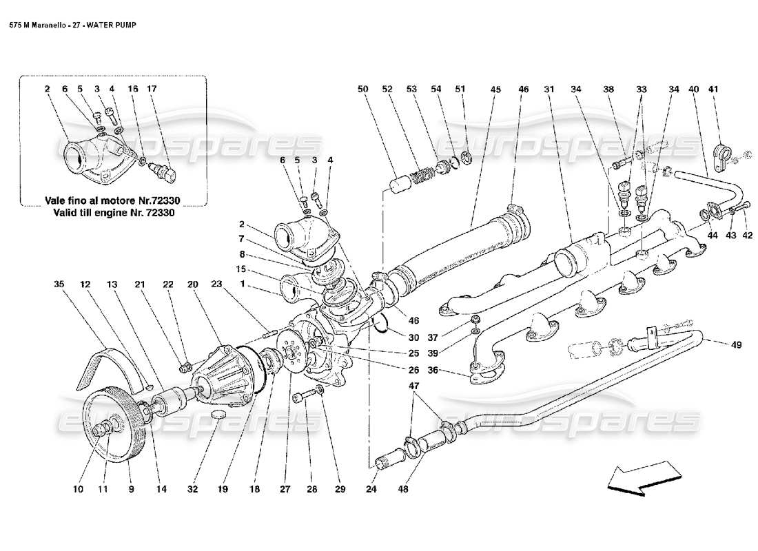 Ferrari 575M Maranello WATER PUMP Part Diagram