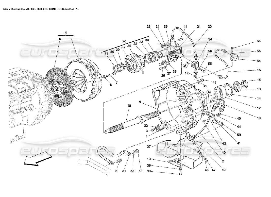 Ferrari 575M Maranello Clutch and Controls Not for F1 Part Diagram
