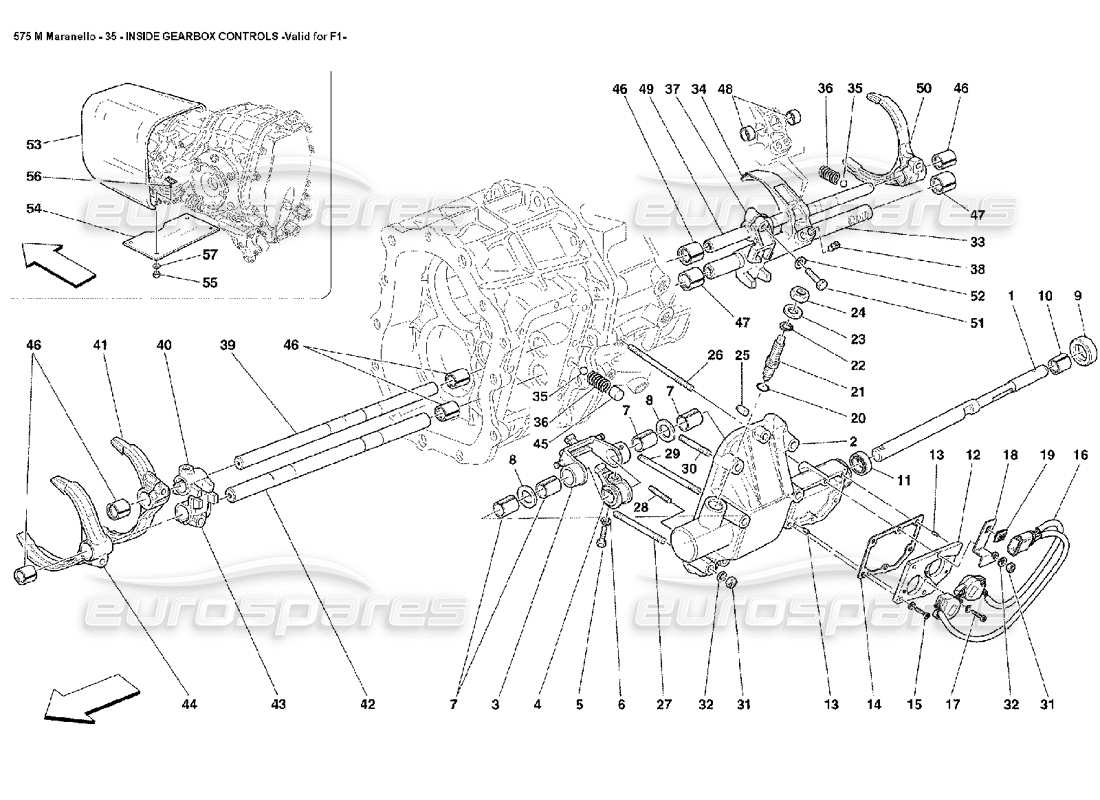 Ferrari 575M Maranello Inside Gearbox Controls Valid for F1 Part Diagram