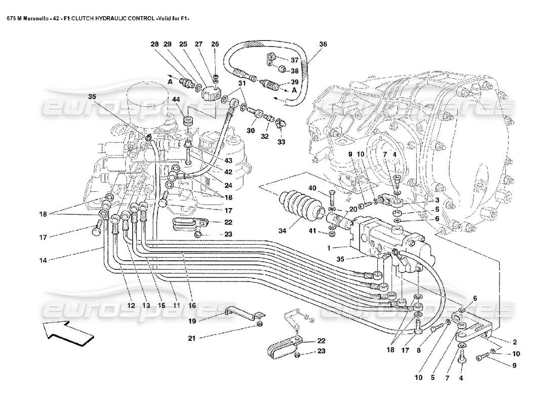 Ferrari 575M Maranello F1 Clutch Hydraulic Control Valid for F1 Part Diagram