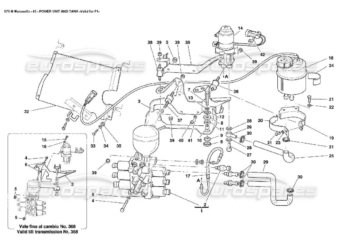 Ferrari 575M Maranello Power Unit and Tank Valid for F1 Part Diagram