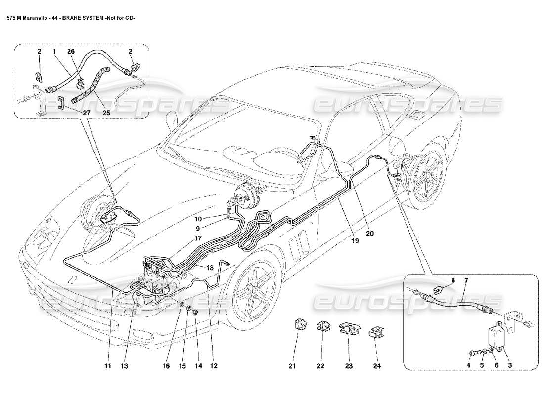 Ferrari 575M Maranello Brake System Not for GD Part Diagram