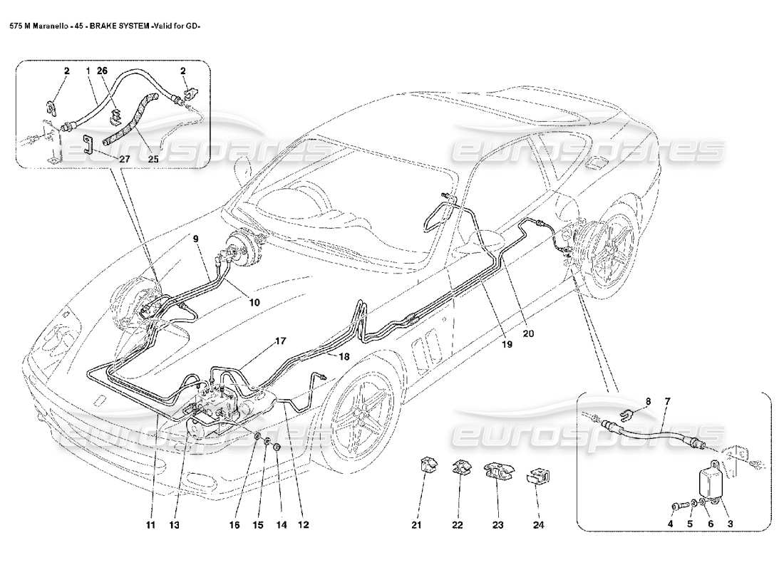 Ferrari 575M Maranello Brake System Valid for GD Part Diagram
