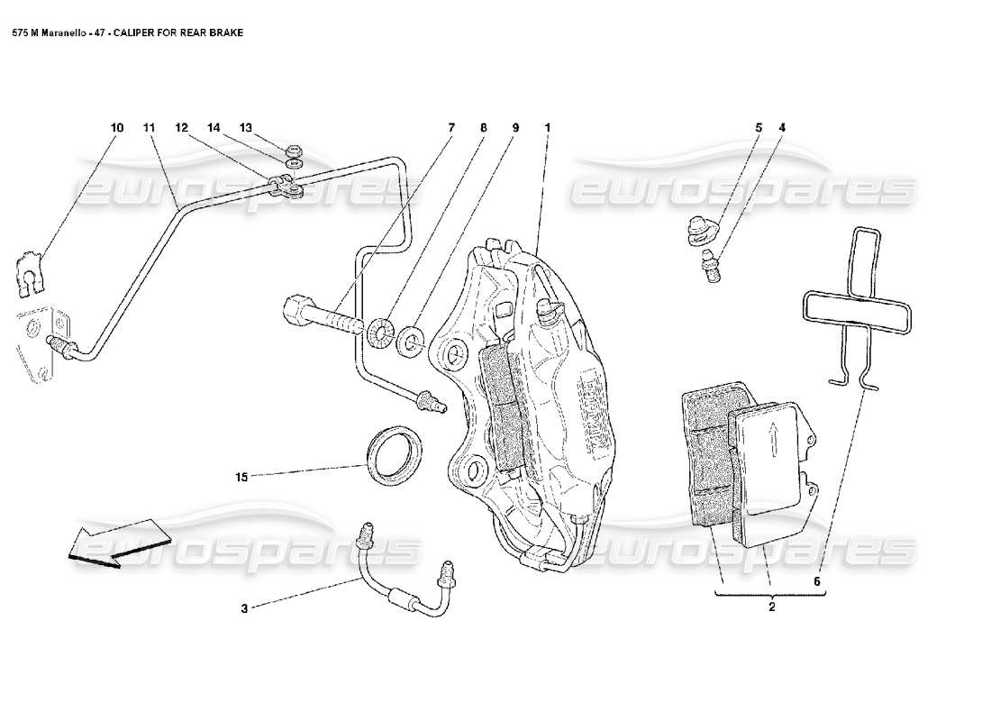 Ferrari 575M Maranello Caliper for Rear Brake Part Diagram