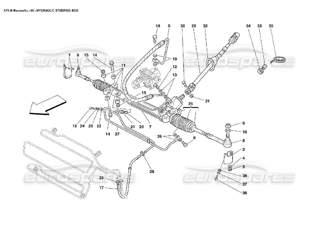 Ferrari 575M Maranello Hydraulic Steering Box Part Diagram