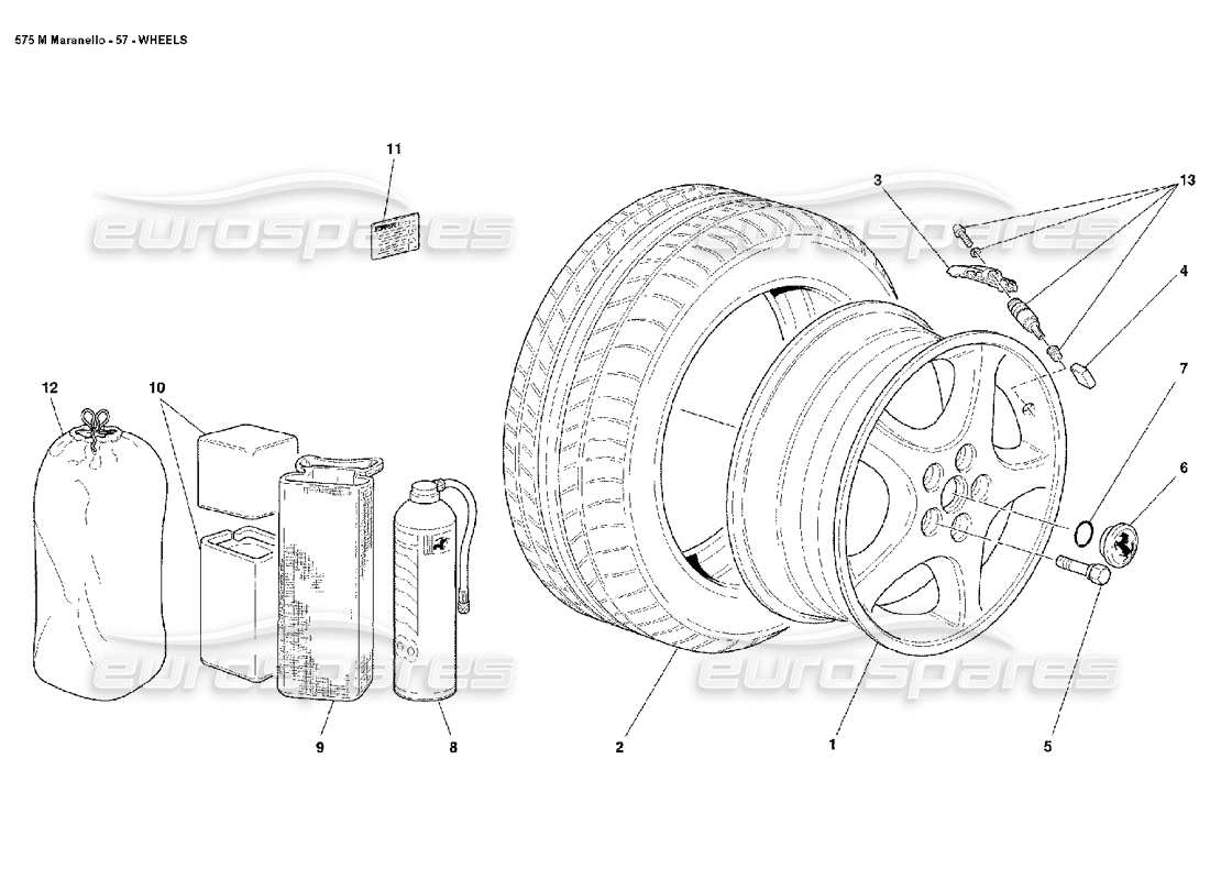 Ferrari 575M Maranello Wheels Part Diagram