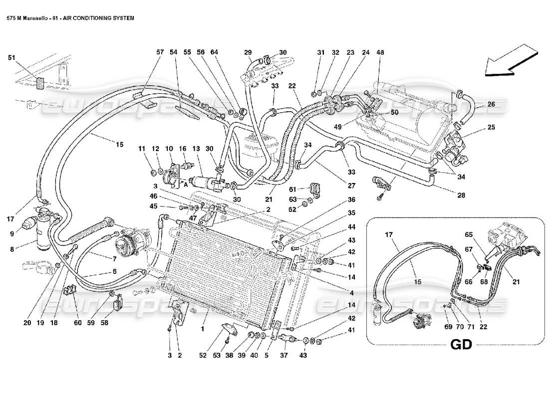 Ferrari 575M Maranello air conditioning system Part Diagram