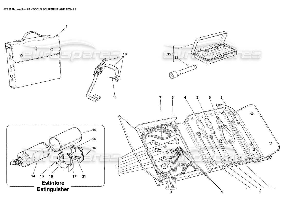 Ferrari 575M Maranello Tools Equipment and Fixings Part Diagram