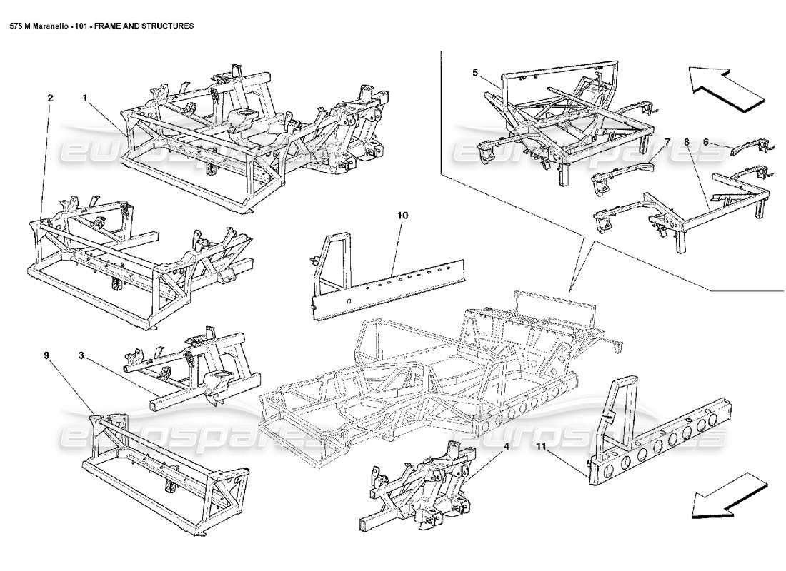 Ferrari 575M Maranello Frame and Structures Part Diagram