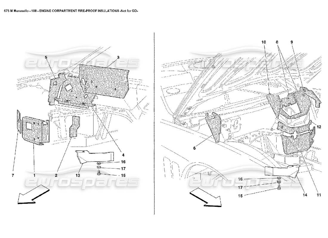 Ferrari 575M Maranello Engine Compartment Fire Proof Insulations Not for GD Part Diagram