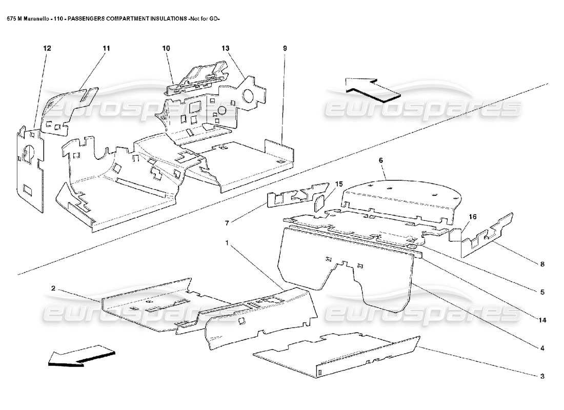 Ferrari 575M Maranello Passengers Compartment Insulations Not for GD Part Diagram