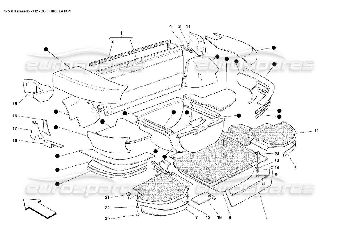 Ferrari 575M Maranello Boot Insulation Part Diagram