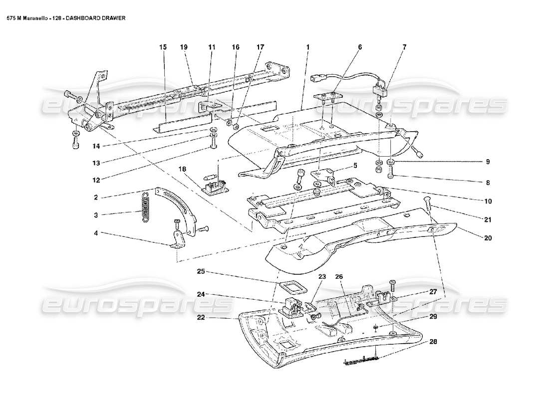 Ferrari 575M Maranello Dashboard Drawer Part Diagram