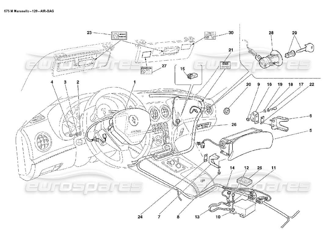 Ferrari 575M Maranello Air Bag Part Diagram