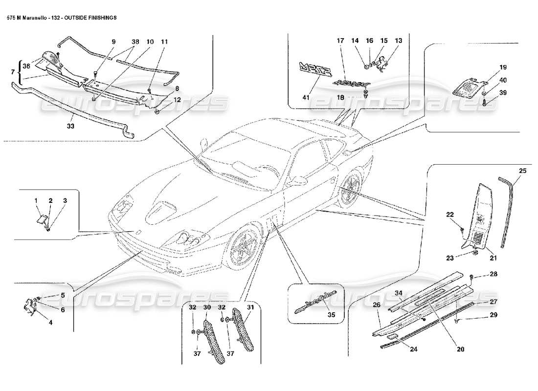 Ferrari 575M Maranello Outside Finishings Part Diagram