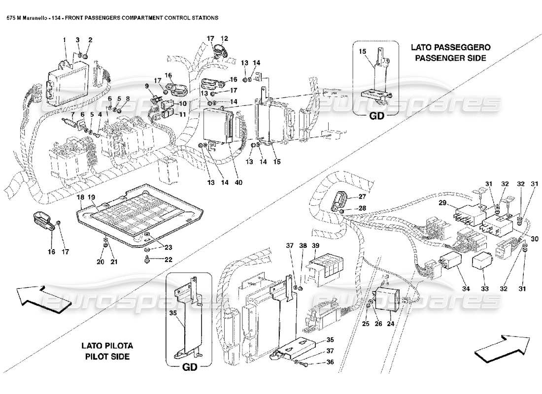 Ferrari 575M Maranello Front Passengers Compartment Control Stations Part Diagram