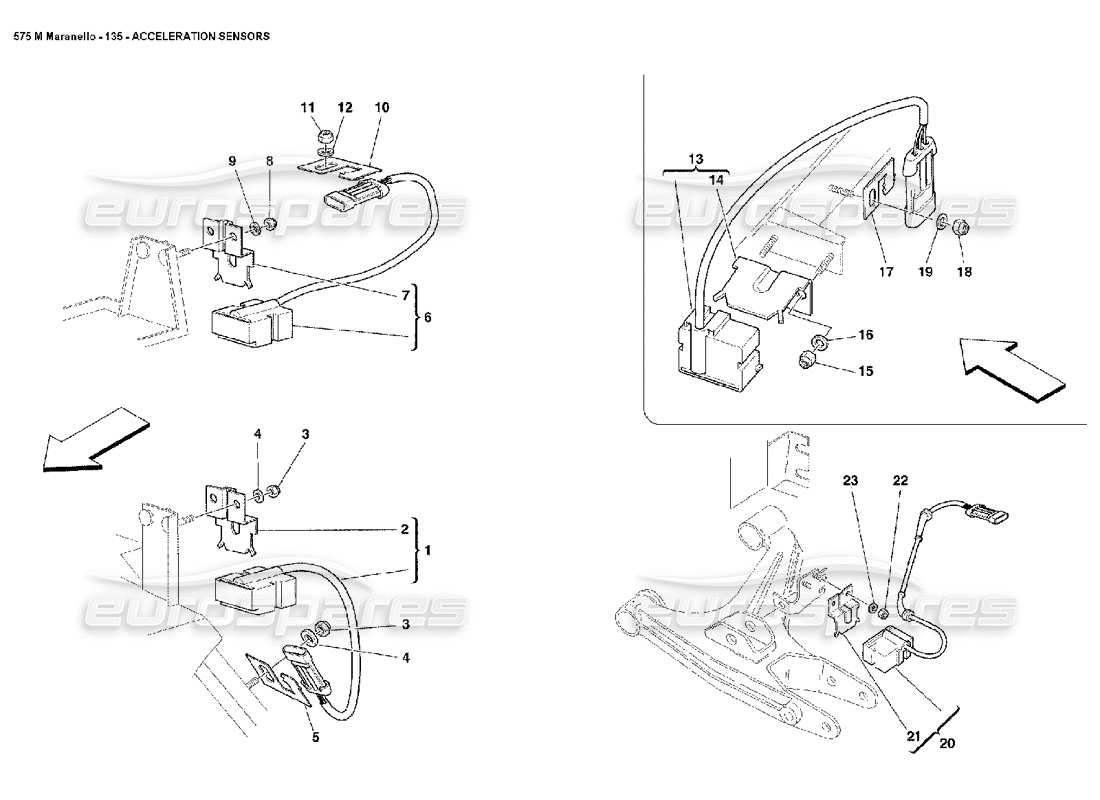 Ferrari 575M Maranello Acceleration Sensors Part Diagram