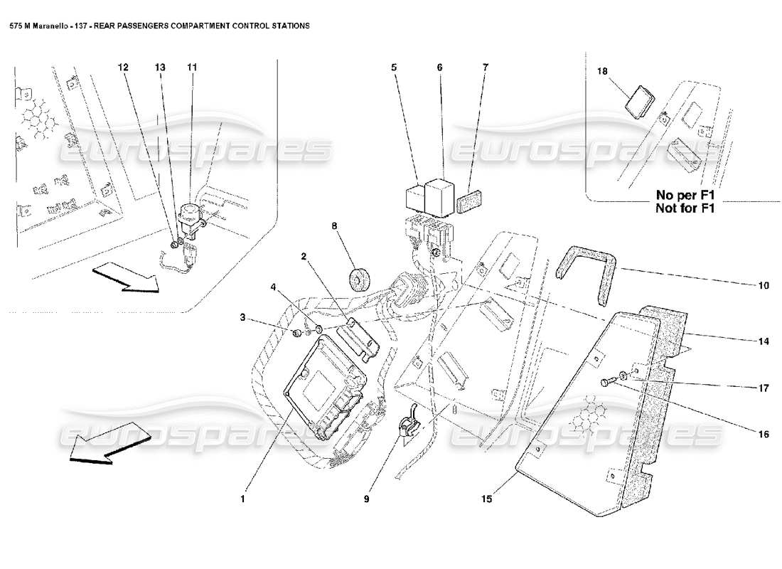 Ferrari 575M Maranello Rear Passengers Compartment Control Stations Part Diagram