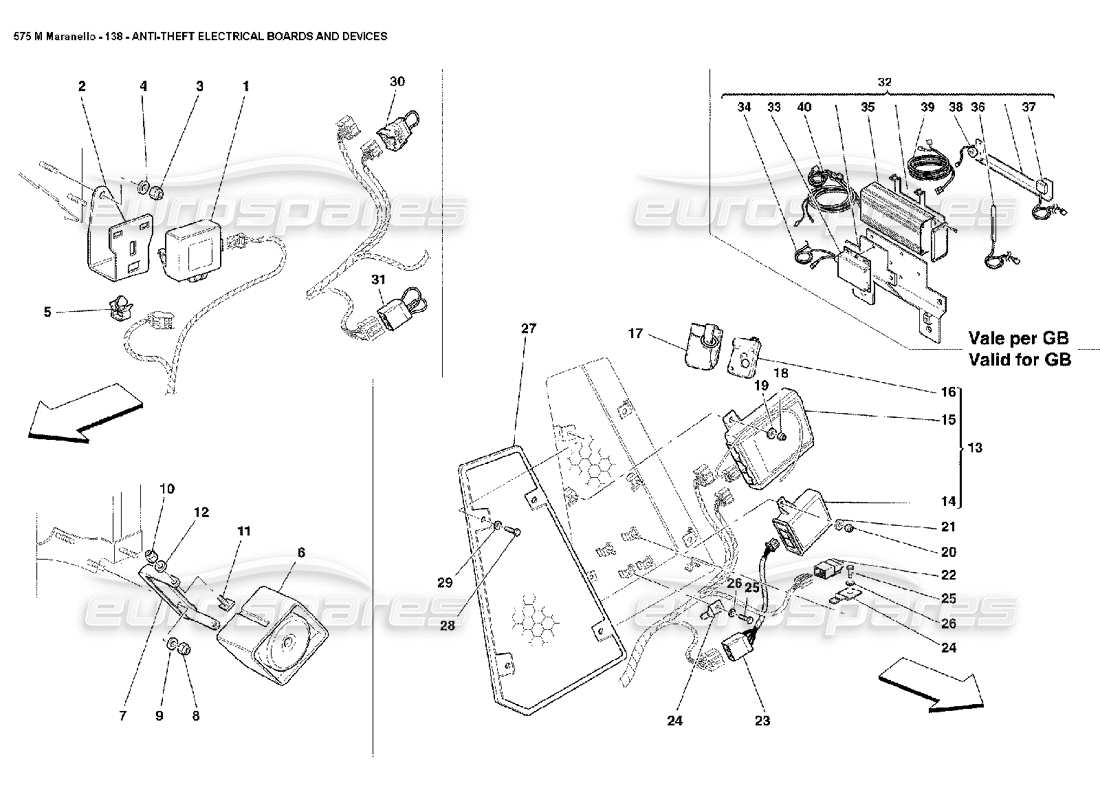 Ferrari 575M Maranello Anti Theft Electrical Boards and Devices Part Diagram