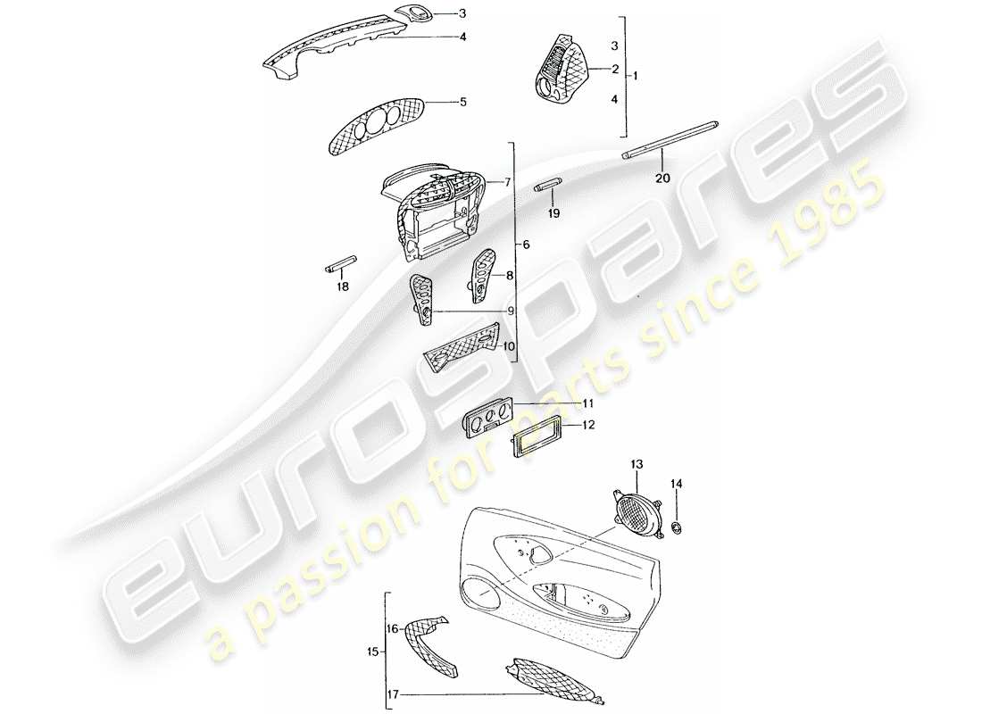 Porsche Tequipment catalogue (1994) PASSENGER COMPARTMENT Part Diagram