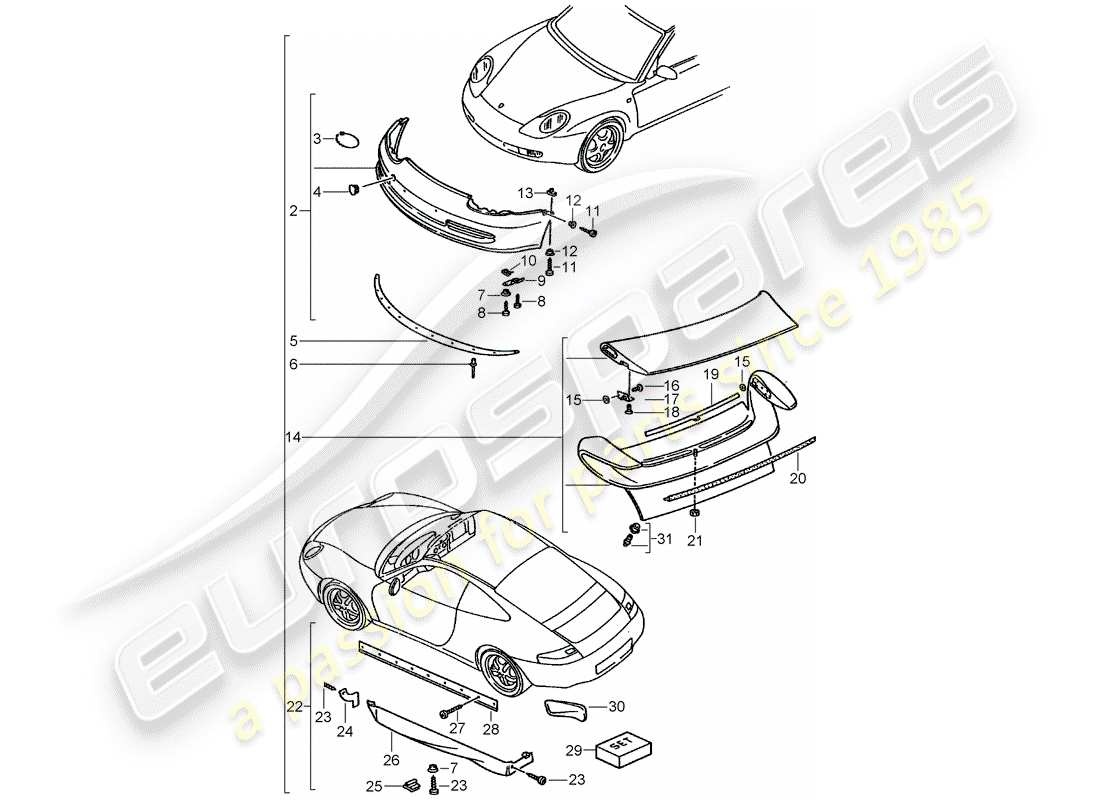 Porsche Tequipment catalogue (1994) aerokit Part Diagram