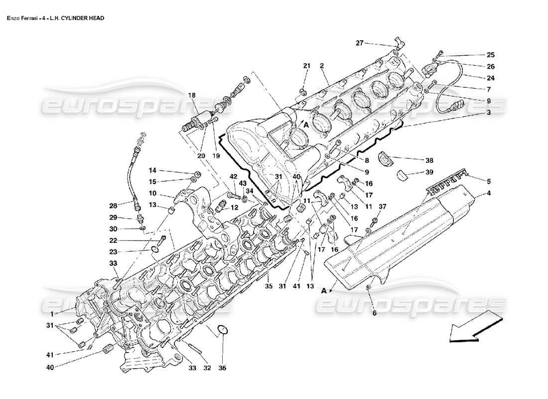 Ferrari Enzo LH Cylinder Head Part Diagram
