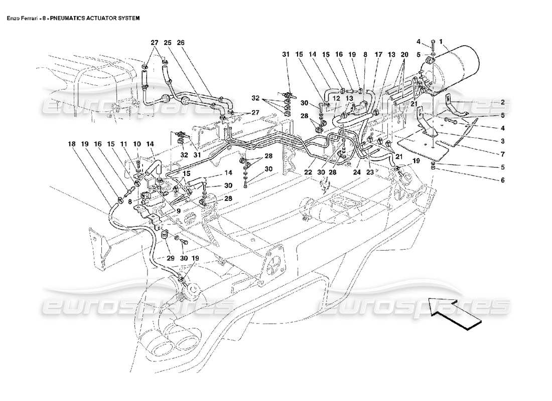 Ferrari Enzo pneumatics actuator system Part Diagram