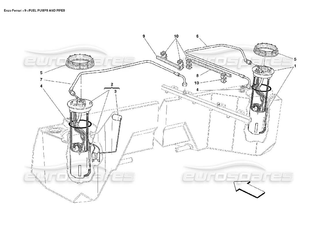 Ferrari Enzo fuel pumps and pipes Part Diagram