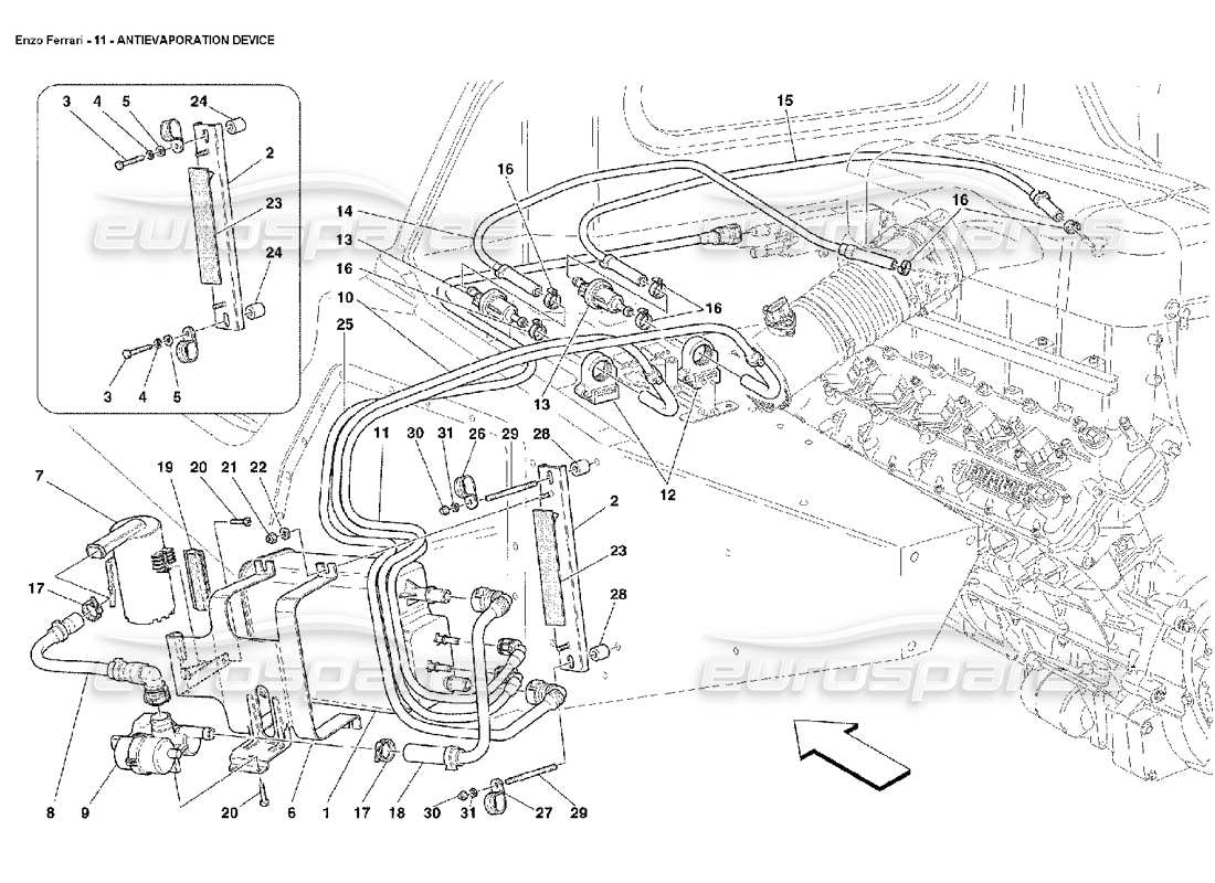 Ferrari Enzo Antievaporation Device Part Diagram