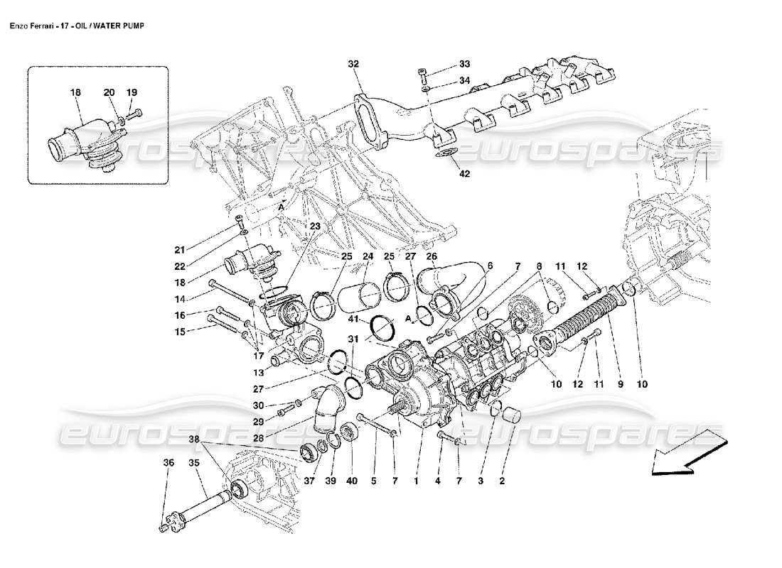 Ferrari Enzo Oil - Water Pump Part Diagram