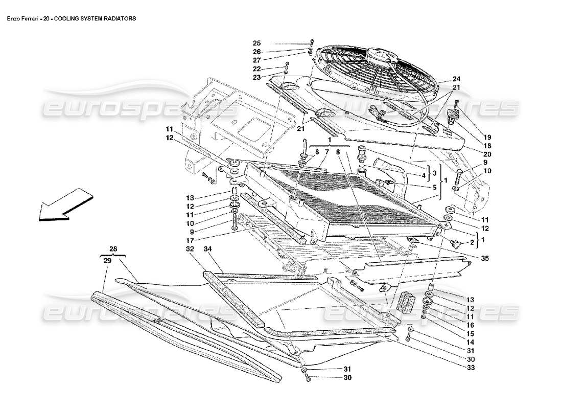 Ferrari Enzo Cooling System Radiators Part Diagram