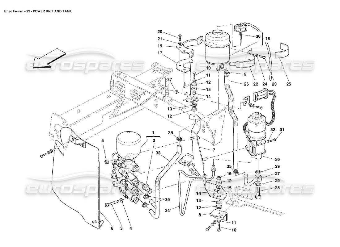 Ferrari Enzo Power Unit and Tank Part Diagram