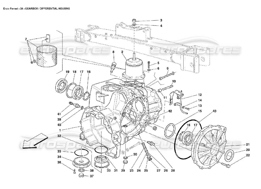 Ferrari Enzo Gearbox - Differential Housing Part Diagram